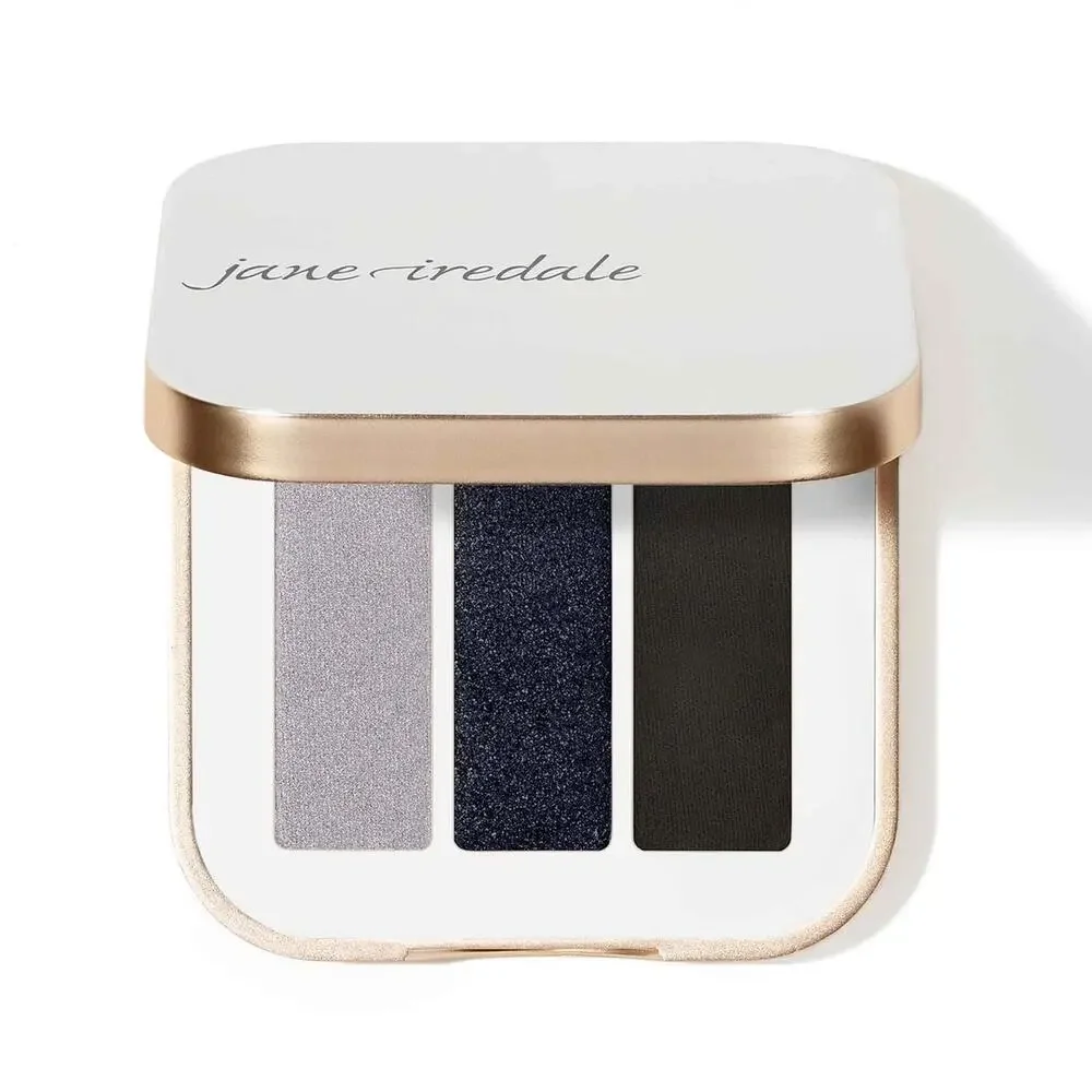 Jane Iredale PurePressed Eye Shadow Triple – Blue Hour – Grey Deep Blue Charcoal